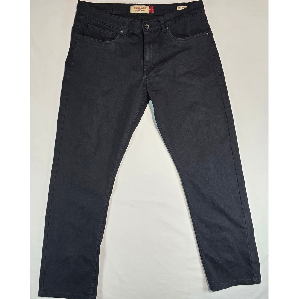 Hudson & Barrow NYC Mens Slim Stretch Pants Black 34x30 Five‎ Pocket Trousers